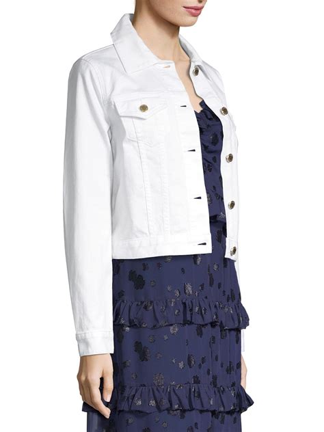 michael kors white jean jacket|michael kors oversized denim jacket.